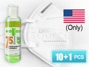 KN95 Masks (10 pcs)+100ML 75% alcohol no-wash antibacterial wash hand gel 1 pcs (U.S.A. region only)