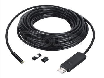 IP67 Waterproof USB 2.0 CMOS 6-LED Snake Camera Endoscope - Black - 10M