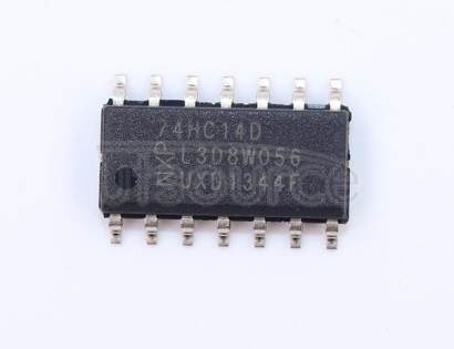 74HC14D,653 Hex inverting Schmitt trigger - Description: Hex Inverter Schmitt-Trigger <br/> Logic switching levels: CMOS <br/> Number of pins: 14 <br/> Output drive capability: +/- 5.2 mA <br/> Power dissipation considerations: Low Power or Battery Applications <br/> Propagation delay: 12@5V ns<br/> Voltage: 2.0-6.0 V<br/> Package: SOT108-1 SO14<br/> Container: Reel Pack, SMD, 13&quot;, CECC