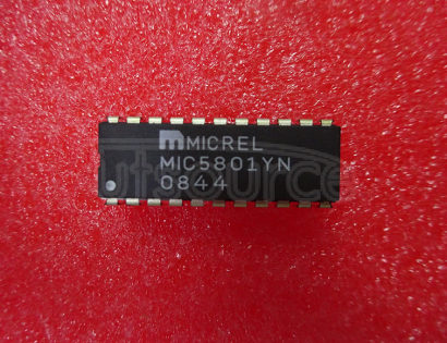 MIC5801YN IC, DARLINGTON ARRAY 8 LATCHEDIC, DARLINGTON ARRAY 8 LATCHED<br/> Channels, No. of:8<br/> Transistor polarity:NPN<br/> Input type:CMOS<br/> Voltage, output max:50V<br/> Current, output max:0.5A<br/> Temp, op. min:-40degree C<br/> Temp, op. max:85degree C<br/>