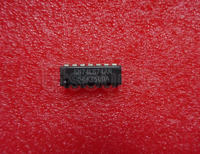 SN74LS74AN These devices contain two independent D-type positive-edge-triggered flip-flops. A low level at the preset or clear inputs sets or resets the outputs regardless of the levels of the other inputs. When preset and clear are inactive (high), data at the D input meeting the setup time requirements are transferred to the outputs on the positive-going edge of the clock pulse. Clock triggering occurs at a voltage level and is not directly related to the rise time of the clock pulse. Following the hold time interval, data at the D input may be changed without affecting the levels at the outputs.
The SN54' family is characterized for operation over the full military temperature range of -55°C to 125°C. The SN74' family is characterized for operation from 0°C to 70°C.
 