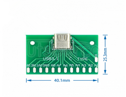 Type-C female head test board USB 3.1 with PCB board 24P female seat connector adapter board to measure current conduction