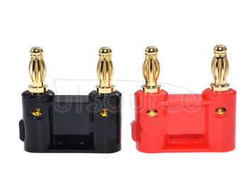 4mm double banana plug, gold-plated, double row double lantern without welding head, one-piece test line banana connector (4PCS)
