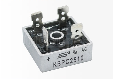 KBPC2510 Bridge Rectifier - KBPC Series
The KBPC family of silicon bridge rectifiers has a reverse voltage of 600 V or 1000 V. The rectifiers offer different forward currents ranging from 15A to 50 A. There are two types available, the KBPC W and the KBPC series which comes with 0.25 in solder FAST ON termi