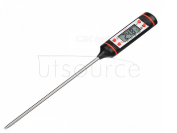 Portable Digital Kitchen Probe Thermometer with LCD Display for Food Cooking BBQ Meat Steak Turkey Wine - Black