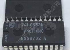 74HC652N Octal bus transceiver/register<br/> 3-state - Description: Transceiver/Register<br/> Non-Inverting 3-State <br/> Fmax: 98 @ 6 V MHz<br/> Logic switching levels: CMOS <br/> Number of pins: 24 <br/> Output drive capability: +/- 7.8 mA <br/> Power dissipation considerations: Low Power or Battery Applications <br/> Propagation delay: 13@5V ns<br/> Voltage: 2.0-6.0 V