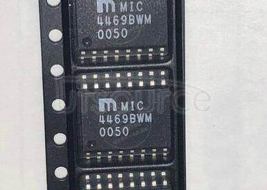 MIC4469YWM MOSFET Driver IC<br/> MOSFET Driver Type:Quad Drivers, Low Side H Bridge<br/> Peak Output High Current, Ioh:1.2A<br/> Rise Time:14ns<br/> Fall Time, tf:13ns<br/> Load Capacitance:1000pF<br/> Package/Case:16-SOIC<br/> No. of Drivers:4<br/> Supply Voltage Max:18V RoHS Compliant: Yes