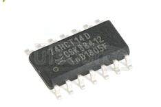 74HCT14D+653 Hex inverting Schmitt trigger - Description: Hex Inverter Schmitt-Trigger<br/> TTL Enabled <br/> Logic switching levels: TTL <br/> Number of pins: 14 <br/> Output drive capability: +/- 4 mA <br/> Power dissipation considerations: Low Power <br/> Propagation delay: 17 ns<br/> Voltage: 4.5-5.5V<br/> Package: SOT108-1 SO14<br/> Container: Reel Pack, SMD, 13&quot;, CECC