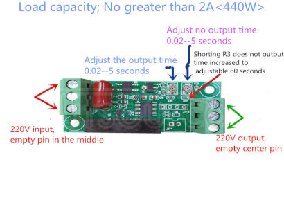220V AC flashing indicator The automatic off/off indicator of the controller module is adjustable and the light automatically blinks