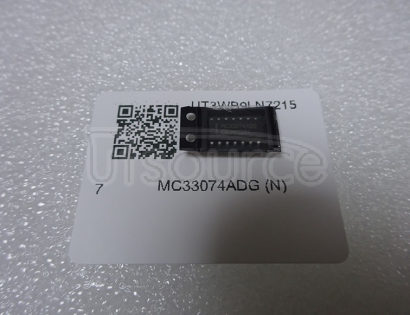 MC33074ADG 3-44V Quad Channel Operational Amplifier with 3mV VIO, Ta = -40 to +85&#0176<br/>C - Pb-free<br/> Package: SOIC 14 LEAD<br/> No of Pins: 14<br/> Container: Tube<br/> Qty per Container: 55