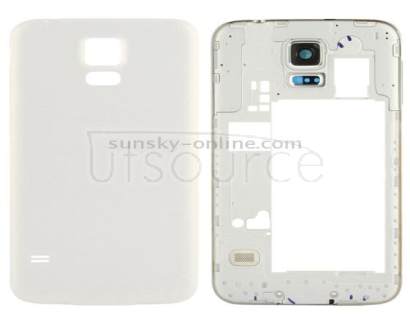 For Galaxy S5 / G900 Original LCD Middle Board (Dual Card Version) with Button Cable & Back Cover ,  (White)